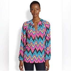 Lilly Pulitzer Women’s Elsa Top in Multi Zig Zag Size XS